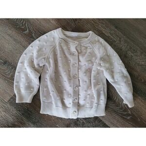 Jamie Kay Girls Cardigan Cream Textured Dot Button Front Long Sleeve Knit 6 #9